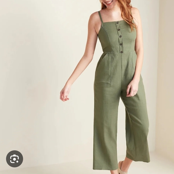 Old Navy Pants - Old Navy Sage Green Button-Front Jumpsuit